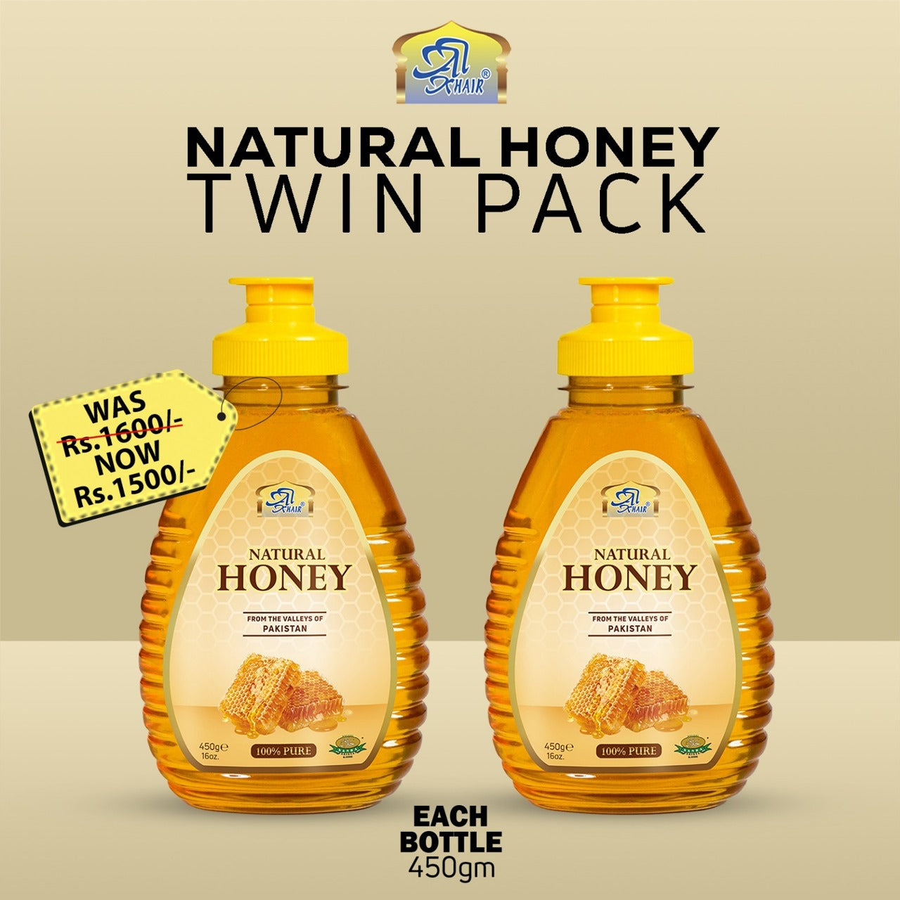 Acacia Honey Twin Pack ( 450gm Squeeze Bottle )