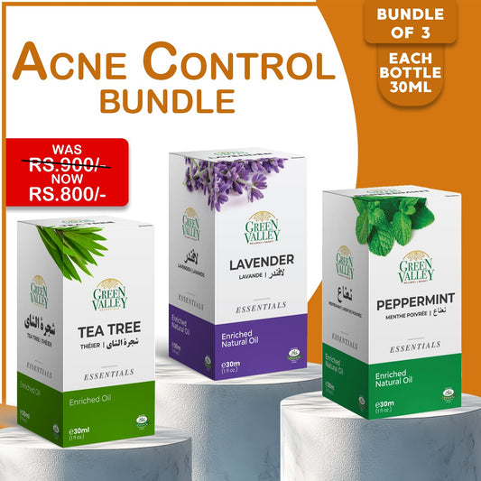 Acne & Blemish Control: Bundle: Lavender Oil, Peppermint Oil, and Tea Tree Oil