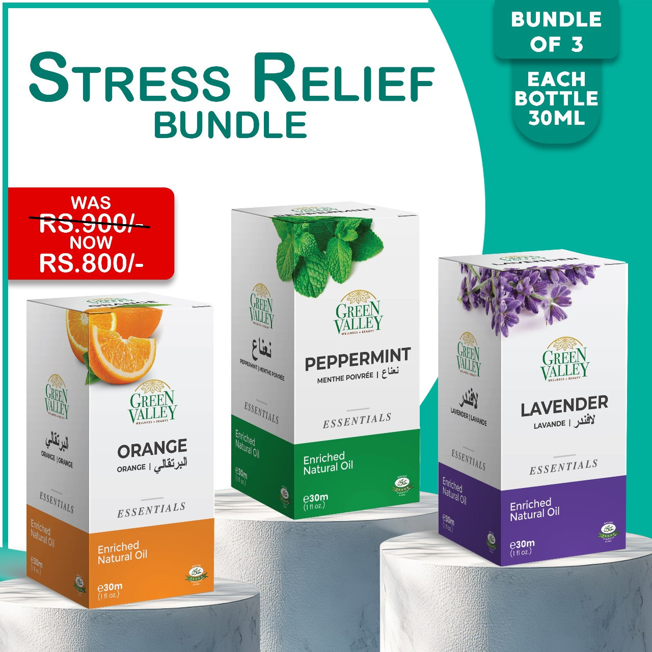 Relaxation & Stress Relief: Bundle: Orange Oil, Lavender Oil, and Peppermint Oil