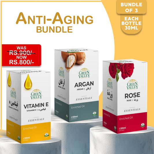 Anti-Aging Bundle: Rose Oil, Vitamin E Oil, and Argan Oil