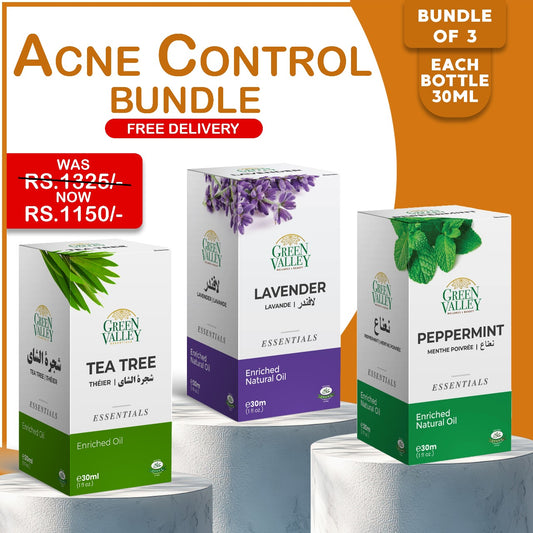 Acne & Blemish Control Bundle: Lavender Oil, Peppermint Oil, and Tea Tree Oil