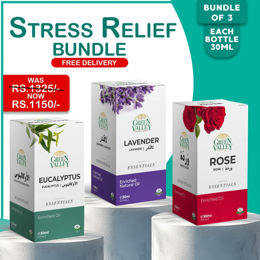 Relaxation & Stress Relief: Bundle: Lavender Oil, Rose Oil, and Eucalyptus Oil