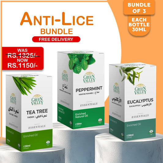 Anti-Lice Bundle: Tea Tree Oil, Peppermint Oil & Eucalyptus Oil