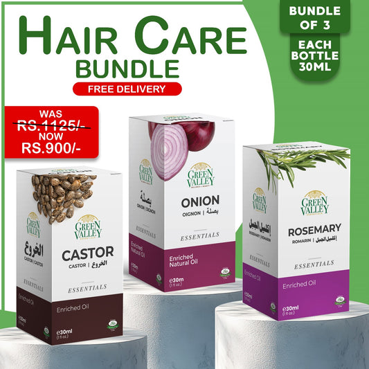 Hair Care Bundle: Rosemary Oil, Castor Oil, and Onion Oil