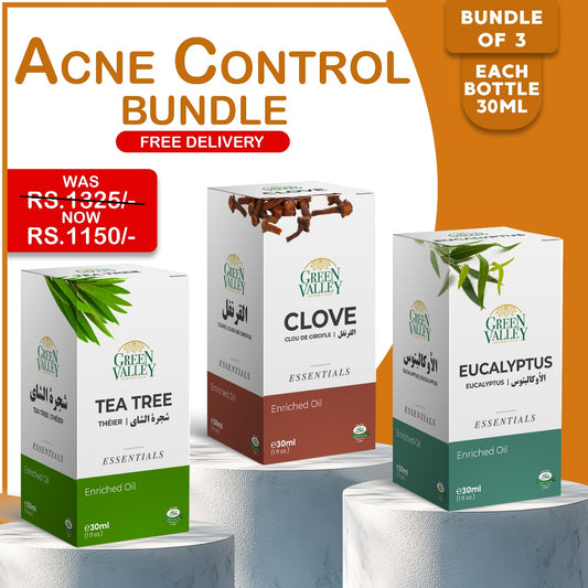 Acne & Blemish Control: Bundle: Tea Tree Oil, Eucalyptus Oil, and Clove Oil