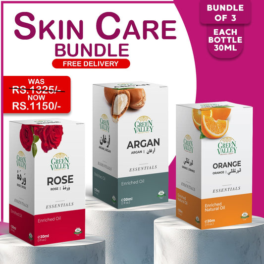 Skin Care Bundle: Rose Oil, Argan Oil, and Orange Oil